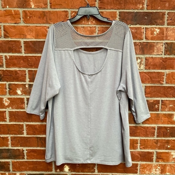 Lane Bryant Womens 22/24 Gray Focus Fabulous Keyhole Mesh Active Top - Picture 4 of 9